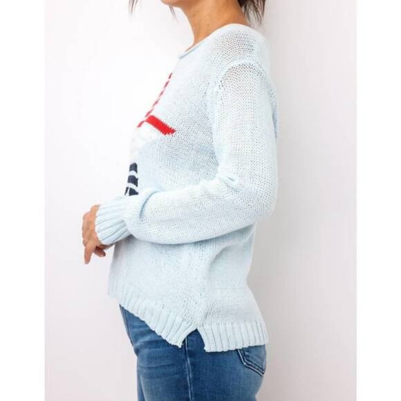 NWT Wooden Ships American Star Red White Ventana Blue Pullover Crew Sweater S/M - Picture 3 of 11